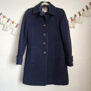 J. Crew Double Cloth Wool Blend Slim Longline Trench Coat Navy Minimalist 2